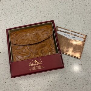 Patricia Nash Kisslock Wallet Grain Leather Reiti Box Cognac Brown NEW